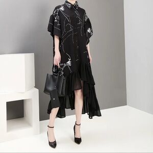 Stella‎ Marina Collezione Asymmetrical Lagenlook Abstract Dress One Size